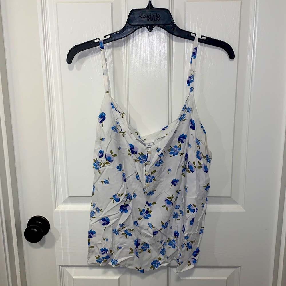 White and Blue Floral Old Navy Tank Top